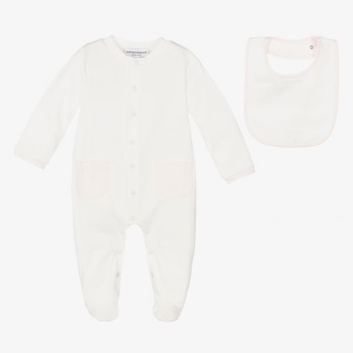 Emporio Armani-Pink & White Babysuit Set | Childrensalon Outlet