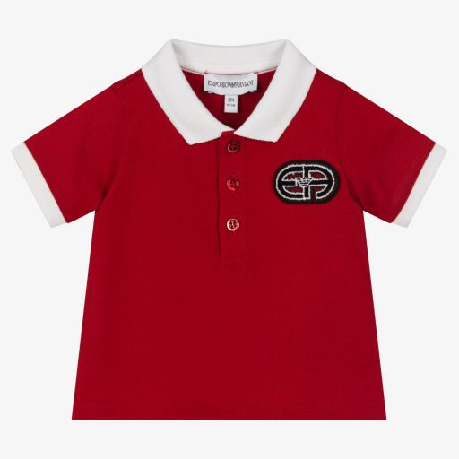 Emporio Armani-Red Cotton Logo Polo Shirt | Childrensalon Outlet