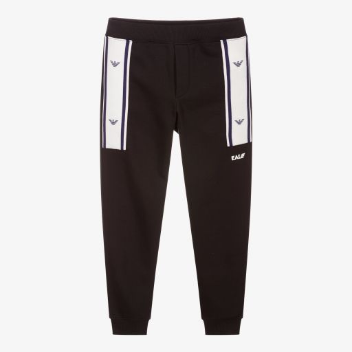 Emporio Armani-Teen Black Cotton Joggers | Childrensalon Outlet