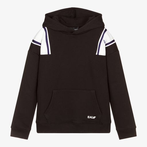 Emporio Armani-Teen Black Hooded Sweatshirt | Childrensalon Outlet