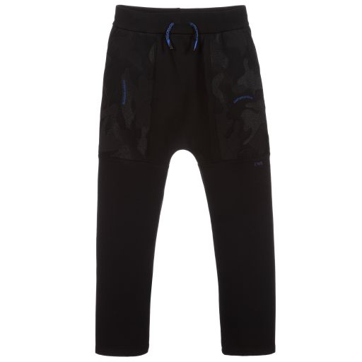 Emporio Armani-Черные спортивные брюки с логотипом для подростков | Childrensalon Outlet