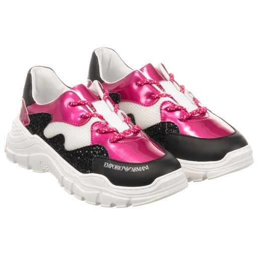 Emporio Armani-Teen Black & Pink Trainers | Childrensalon Outlet