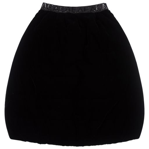 Emporio Armani-Teen Black Velvet Logo Skirt | Childrensalon Outlet
