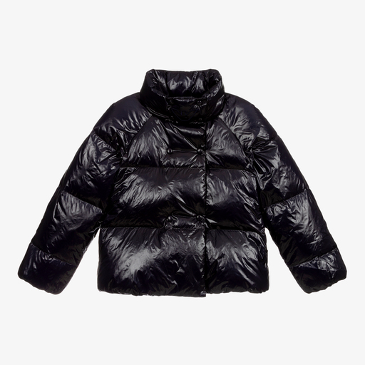 Emporio Armani-جاكيت تينز بناتي مبطن بريش لون كحلي | Childrensalon Outlet