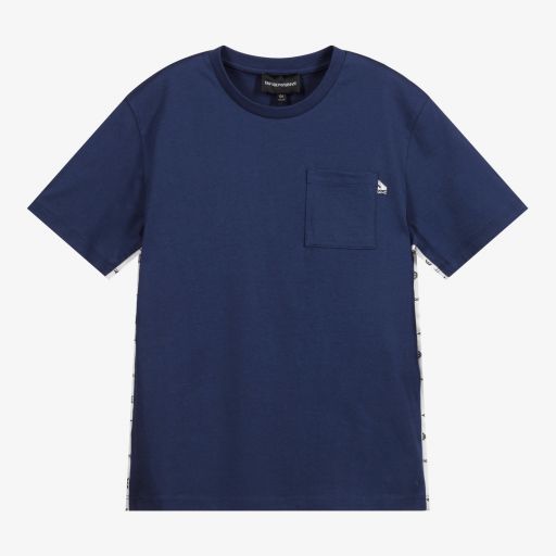 Emporio Armani-T-shirt bleu Ado | Childrensalon Outlet