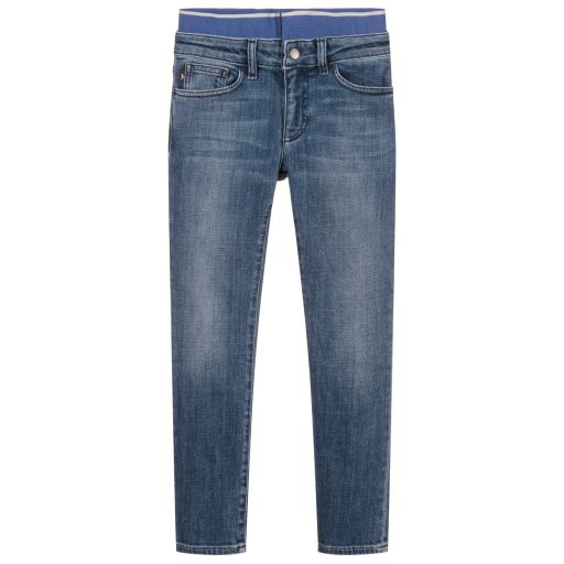 Emporio Armani-Jean slim bleu à logo Ado | Childrensalon Outlet