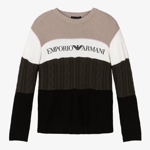 Emporio Armani-Бежево-зеленый свитер для мальчиков | Childrensalon Outlet