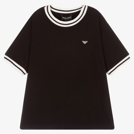 Emporio Armani-T-shirt noir Ado garçon | Childrensalon Outlet