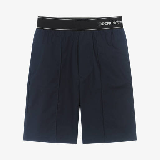 Emporio Armani-شورت برمودا تينز ولادي قطن بوبلين لون كحلي | Childrensalon Outlet