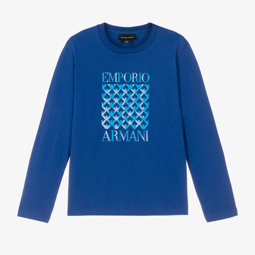 Emporio Armani-Синий хлопковый топ для подростков | Childrensalon Outlet