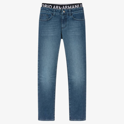 Emporio Armani-Teen Boys Blue Denim Jeans | Childrensalon Outlet
