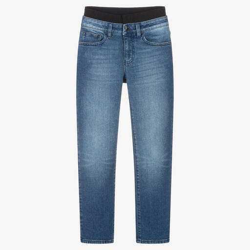 Emporio Armani-جينز تينز ولادي قطن دنيم لون أزرق | Childrensalon Outlet