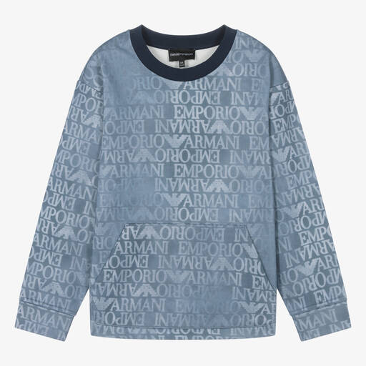 Emporio Armani-Голубой свитшот с джинсовым эффектом | Childrensalon Outlet