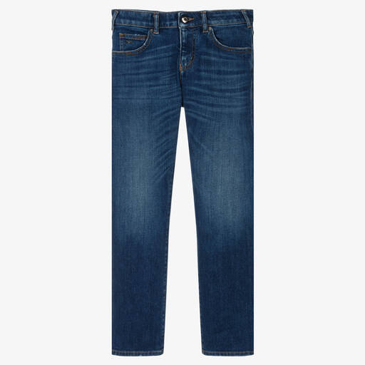 Emporio Armani-Teen Boys Blue Denim Straight Leg Jeans | Childrensalon Outlet