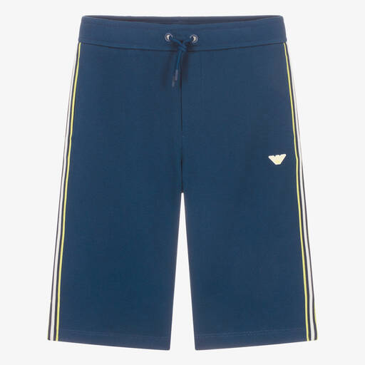 Emporio Armani-Teen Boys Blue EA Crew Cotton Shorts | Childrensalon Outlet