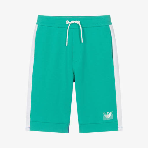 Emporio Armani-Teen Boys Blue & Green Logo Shorts | Childrensalon Outlet