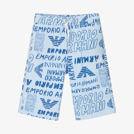 Emporio Armani-Teen Boys Blue Logo Shorts | Childrensalon Outlet