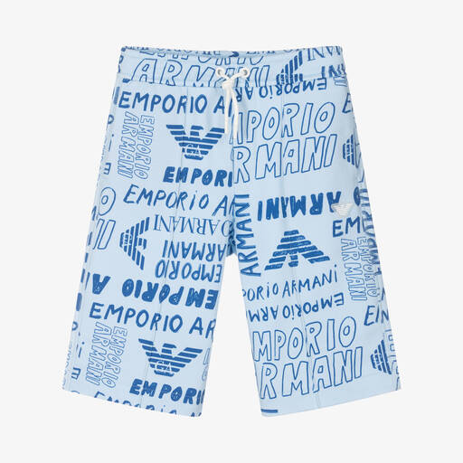Emporio Armani-Teen Boys Blue Logo Shorts | Childrensalon Outlet