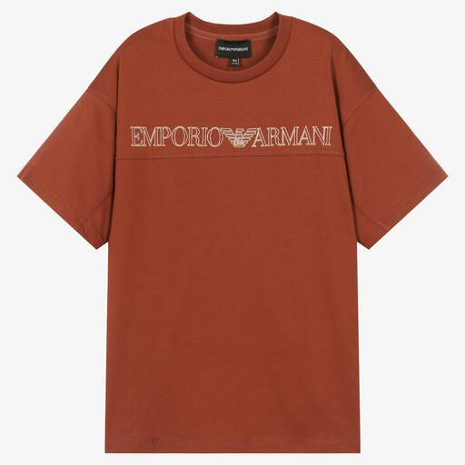 Emporio Armani-Teen Boys Brown Jersey T-Shirt | Childrensalon Outlet