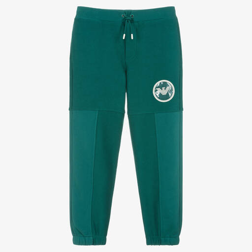 Emporio Armani-Teen Boys Green Cotton Eagle Joggers | Childrensalon Outlet