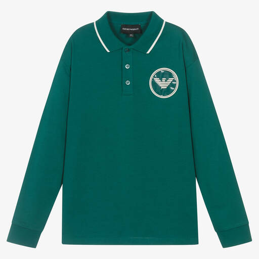 Emporio Armani-Teen Boys Green Eagle Polo Shirt | Childrensalon Outlet
