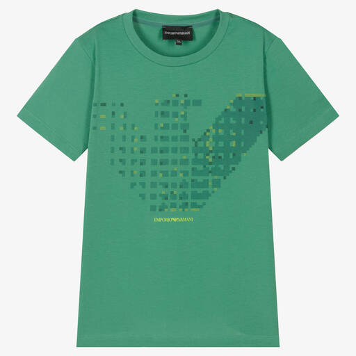 Emporio Armani-Teen Boys Green Graphic T-Shirt | Childrensalon Outlet