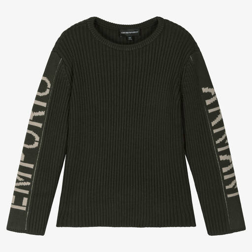 Emporio Armani-Grüner Teen Wollstrickpullover | Childrensalon Outlet