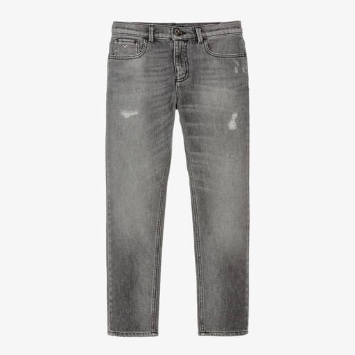 Emporio Armani-Teen Boys Grey Denim Regular Jeans | Childrensalon Outlet
