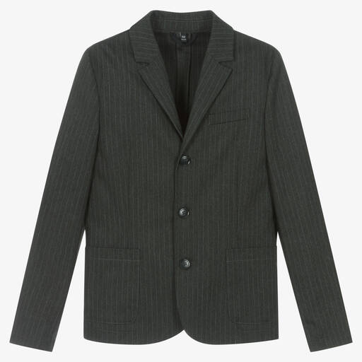 Emporio Armani-Teen Boys Grey Pinstripe Jacket | Childrensalon Outlet