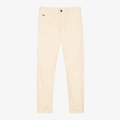 Emporio Armani-Teen Boys Ivory Cotton Denim Jeans | Childrensalon Outlet