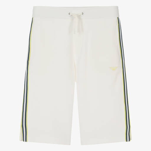 Emporio Armani-Teen Boys Ivory EA Crew Cotton Shorts | Childrensalon Outlet