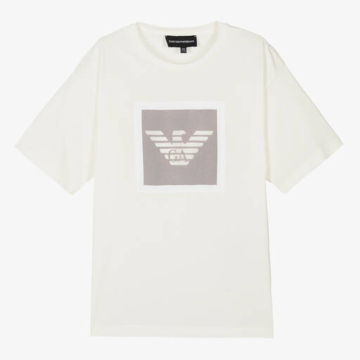 Emporio Armani-Teen Boys Ivory & Red Eagle T-Shirt | Childrensalon Outlet