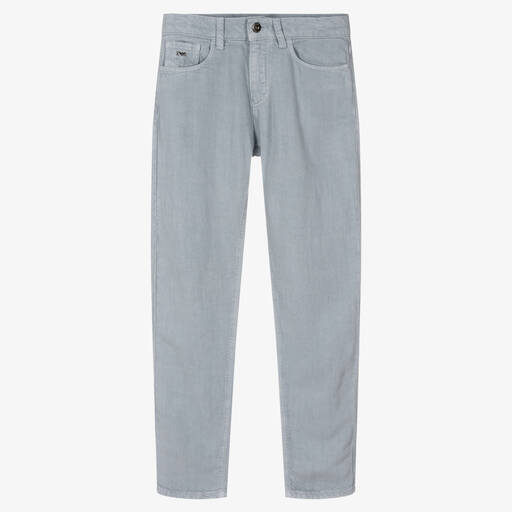 Emporio Armani-Pantalon bleu clair en lin ado | Childrensalon Outlet