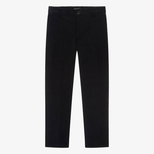 Emporio Armani-Teen Boys Navy Blue Corduroy Trousers | Childrensalon Outlet