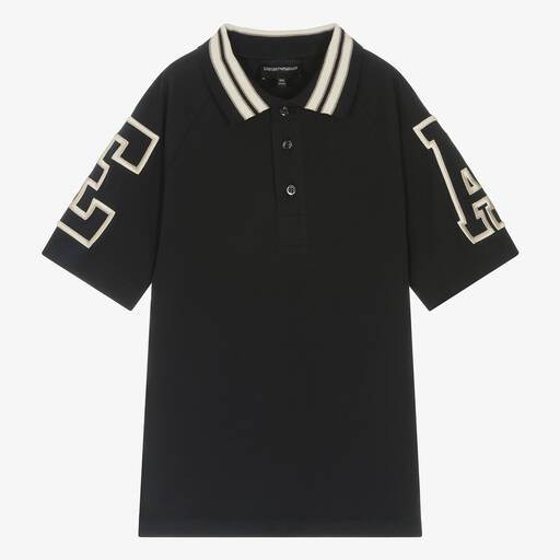 Emporio Armani-Teen Boys Navy Blue Cotton EA Polo Shirt | Childrensalon Outlet
