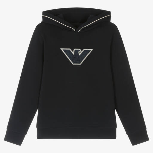 Emporio Armani-Navyblauer Adler-Baumwoll-Hoodie | Childrensalon Outlet