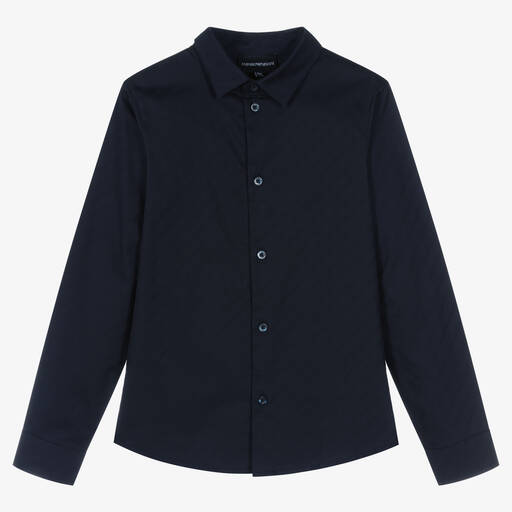 Emporio Armani-Chemise bleu marine Ado garçon | Childrensalon Outlet