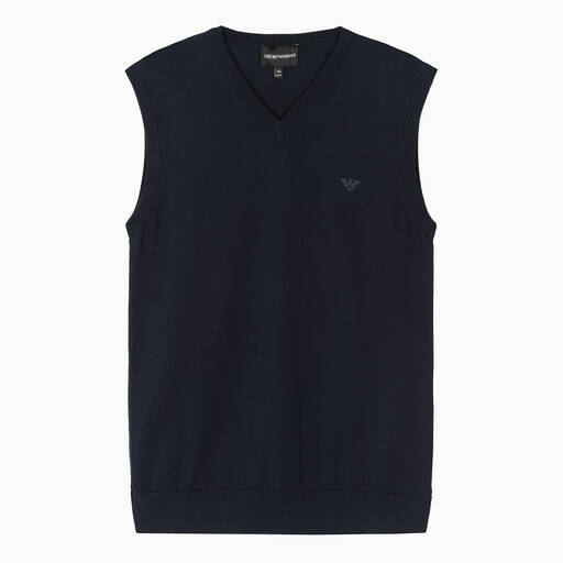 Emporio Armani-Teen Boys Navy Blue Eagle Sweater Vest | Childrensalon Outlet