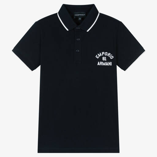 Emporio Armani-Polo bleu marine ado garçon | Childrensalon Outlet