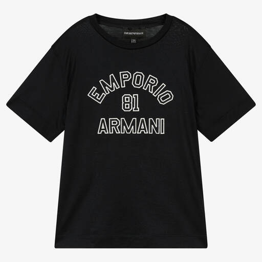 Emporio Armani-Teen Boys Navy Blue Logo T-Shirt | Childrensalon Outlet