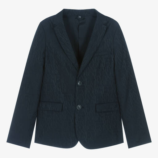 Emporio Armani-Синий блейзер с монограммой для мальчиков | Childrensalon Outlet