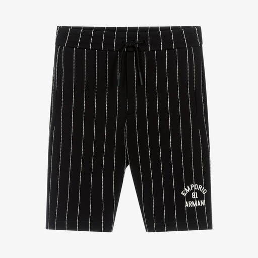 Emporio Armani-Синие хлопковые шорты в тонкую полоску | Childrensalon Outlet