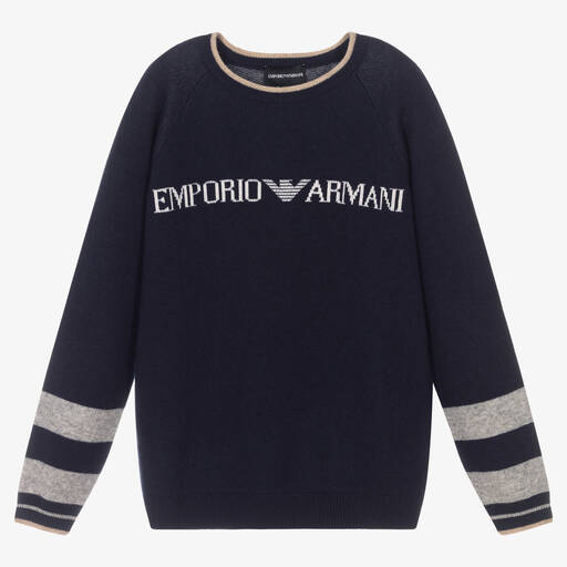 Emporio Armani-Teen Boys Navy Blue Sweater | Childrensalon Outlet