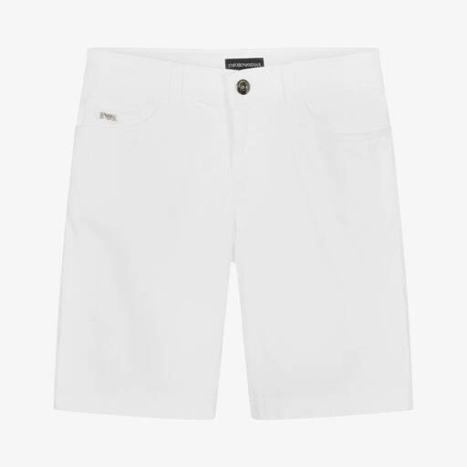 Emporio Armani-Weiße Teen Baumwollshorts | Childrensalon Outlet