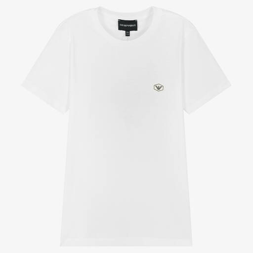 Emporio Armani-Weißes Teen T-Shirt mit Adler (J) | Childrensalon Outlet