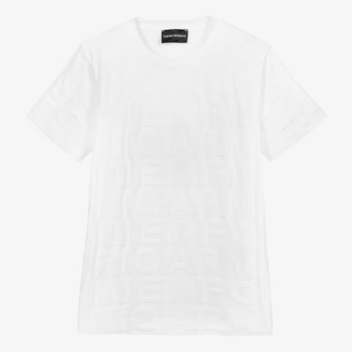 Emporio Armani-T-shirt blanc Ado garçon | Childrensalon Outlet