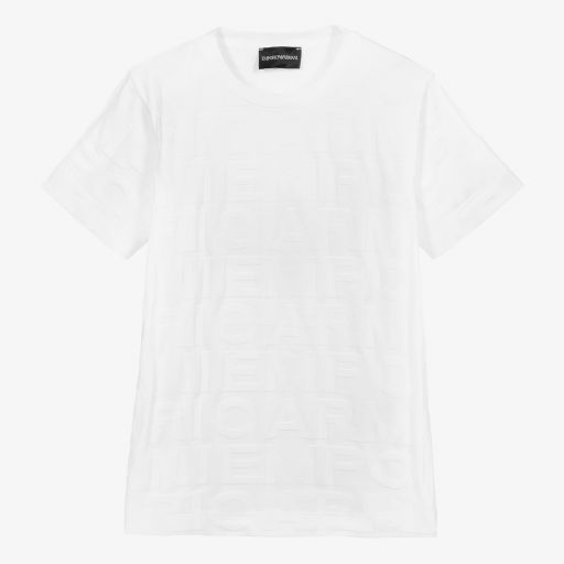 Emporio Armani-Teen Boys White Logo T-Shirt | Childrensalon Outlet