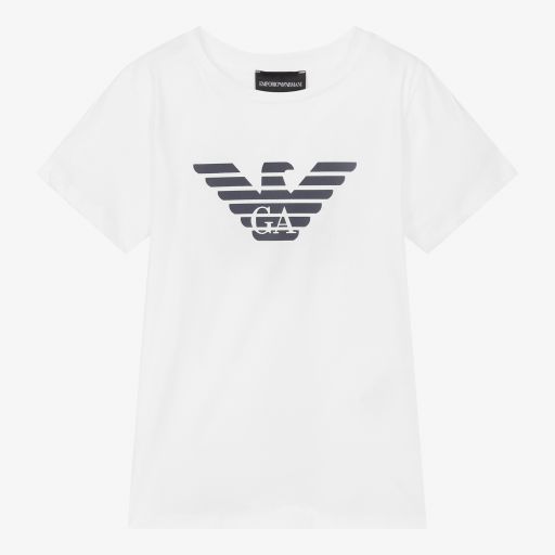 Emporio Armani-Weißes Teen T-Shirt für Jungen | Childrensalon Outlet