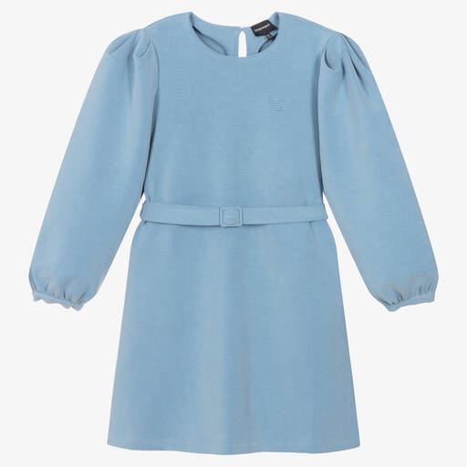 Emporio Armani-فستان ميلانو جيرسي لون أزرق تينز بناتي | Childrensalon Outlet