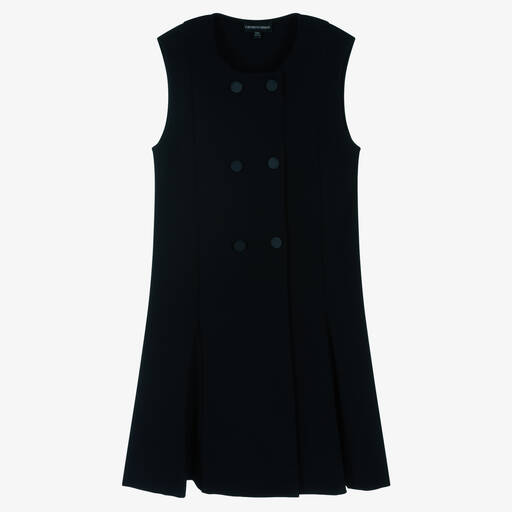Emporio Armani-فستان تينز بناتي فيسكوز ميلانو جيرسي لون كحلي | Childrensalon Outlet